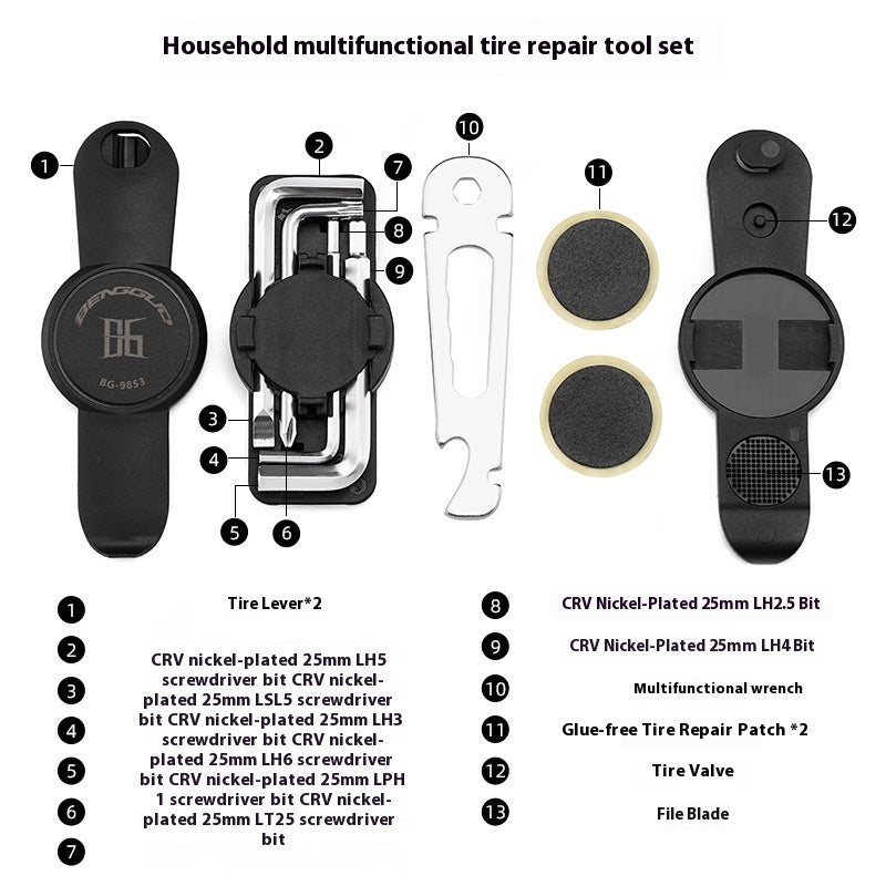 Hendig lite verktøysett for sykkelreparasjon