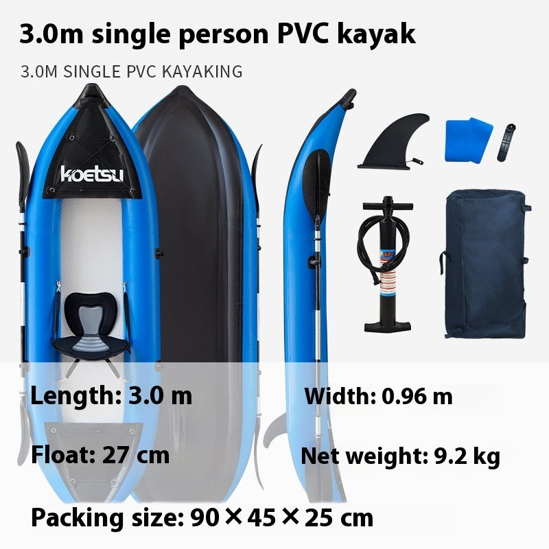 Enkle og doble kajakker i kraftig PVC for rafting, fiske og fritid - komplett