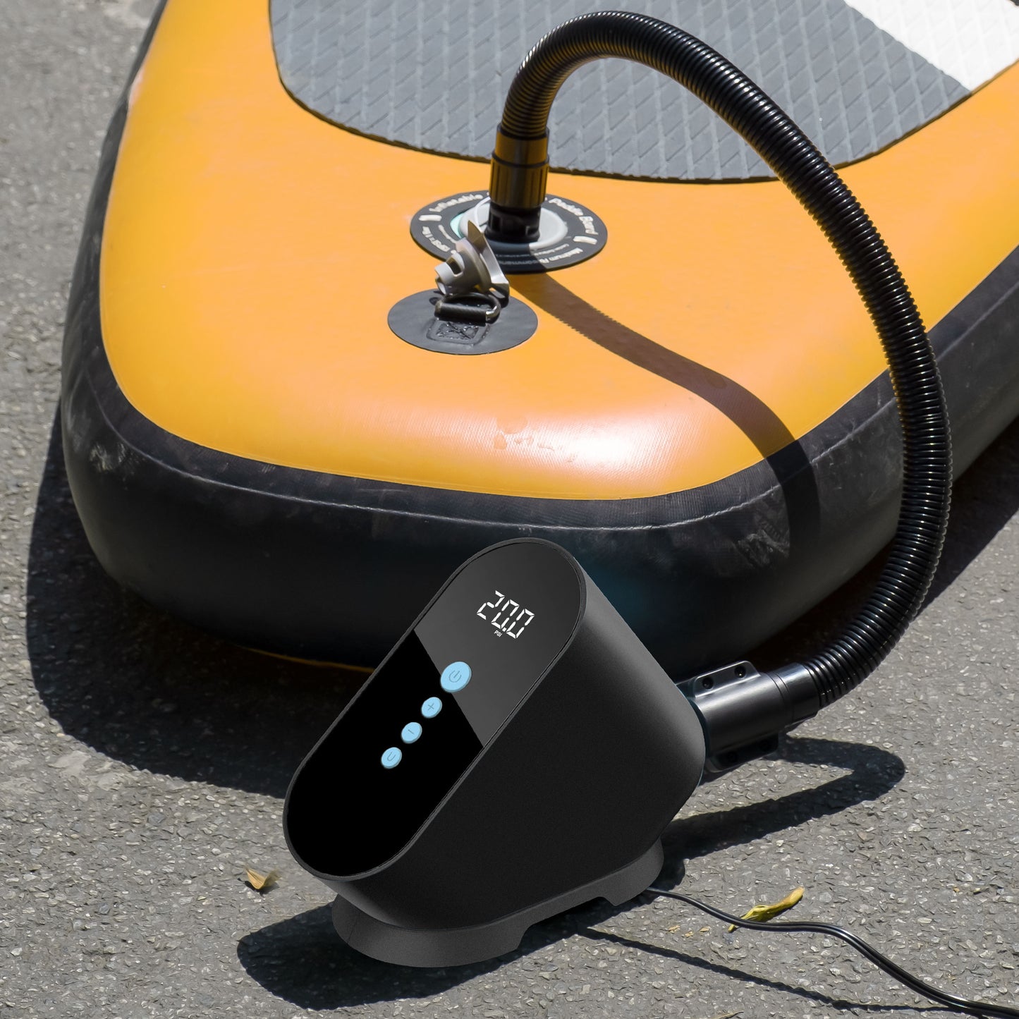 Elektrisk 12 volt luftpumpe til oppblåsbart SUP, surfebrett, kano eller kajakk