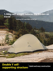 Ultralett profesjonelt turtelt for eventyrere og fjellvandrere, veier kun 1,4 kg