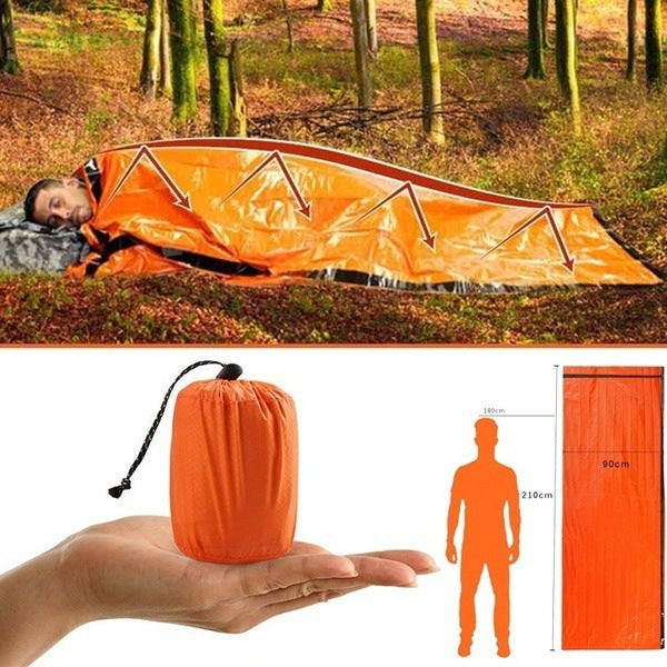 Sovepose for nødstilfeller i orange aluminium