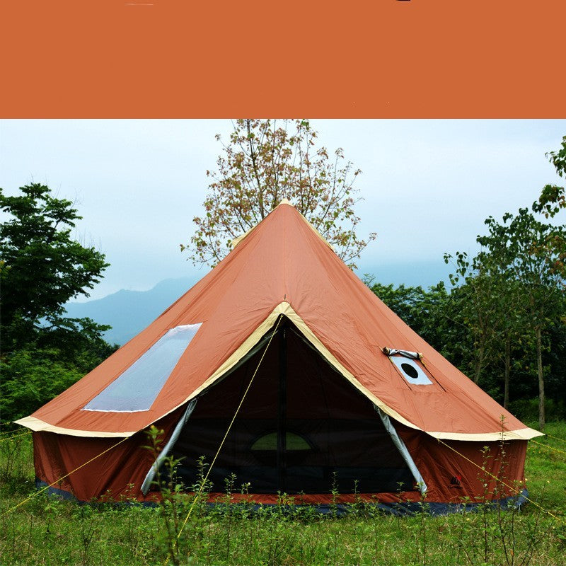 Lavvoformet pyramide Yurt-telt med åpning for luft og skorstein